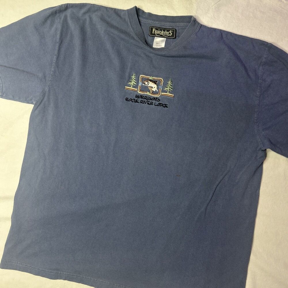 Vintage Old Favorties Morrisons Rogue River lodge Embroidered blue XL Oregon‎